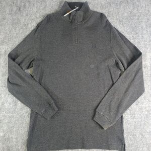 Chaps Quarter‎ Zip Small Pullover Sweater Gray Solid Long Sleeve 1/4 Zip Outdoor